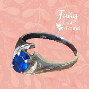 Vintage Blue Gemstone & 925 Silver Ring sz 7